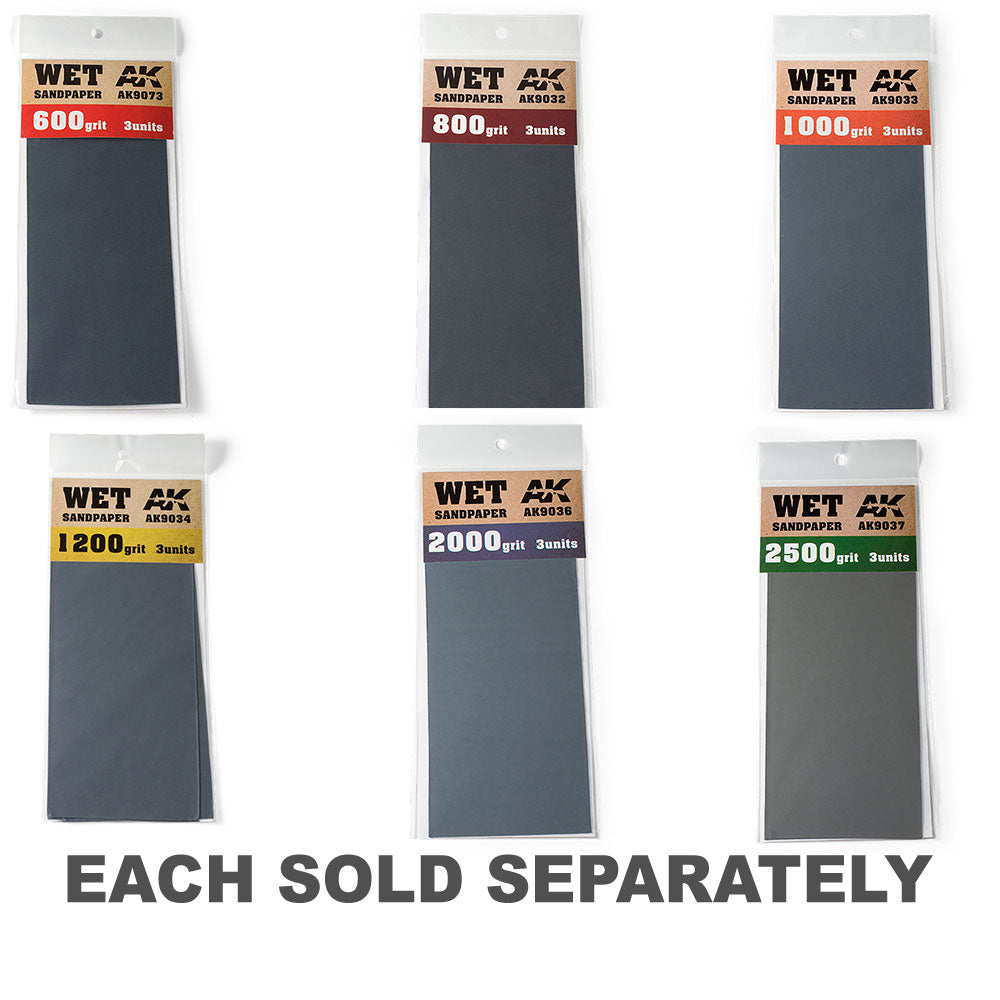 AK Interactive Wet Sandpaper 3pcs