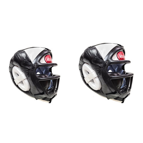 Morgan Leather Head Guard w/ ABX Plastic Removable Grill (B/W)