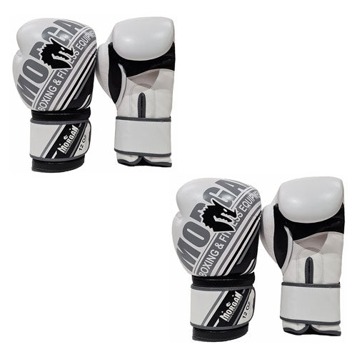 Morgan Aventus Leather Boxing Gloves (White/Black)