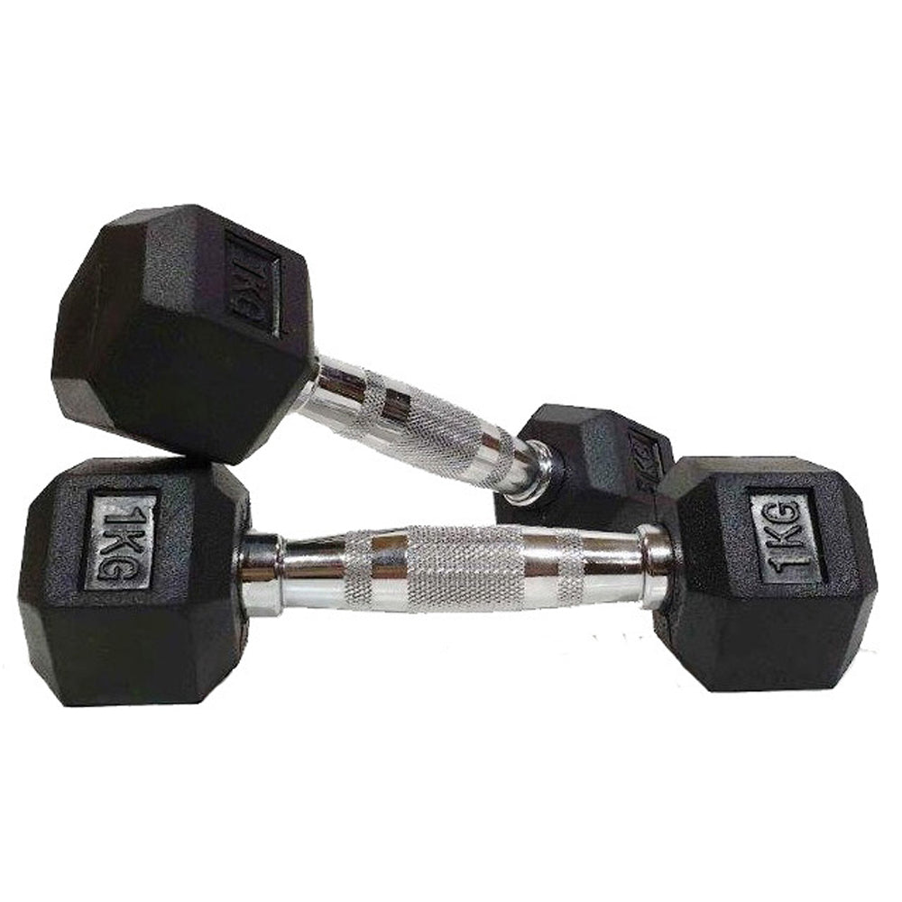 Morgan Rubber Hex Dumbbells 1kg (Pair)