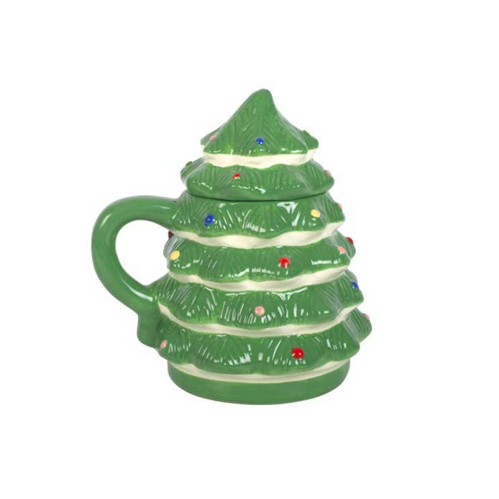 Green Christmas Tree Shaped Ceramic Mug