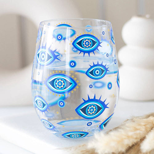 All Seeing Eye Print Stemless Glass