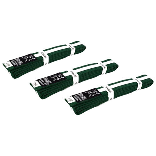 Yamasaki Coloured Martial Arts Belts with White Stripe (Green)
