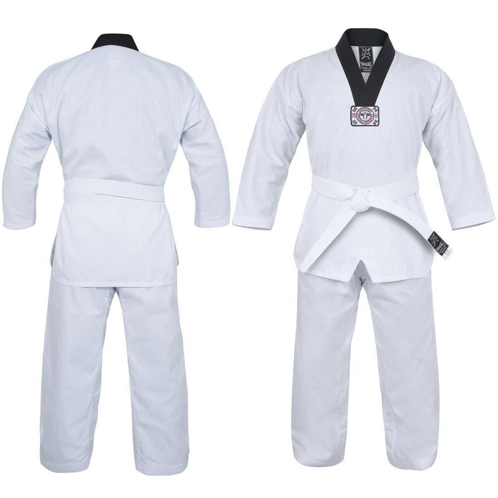 Yamasaki V2 Black V Neck Ribbed Taekwondo Uniform 8oz