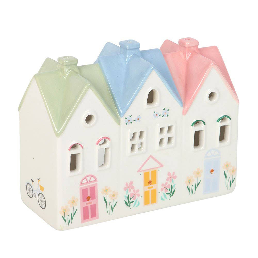 Pastel House Ceramic Incense Cone Burner and Tealight Holder